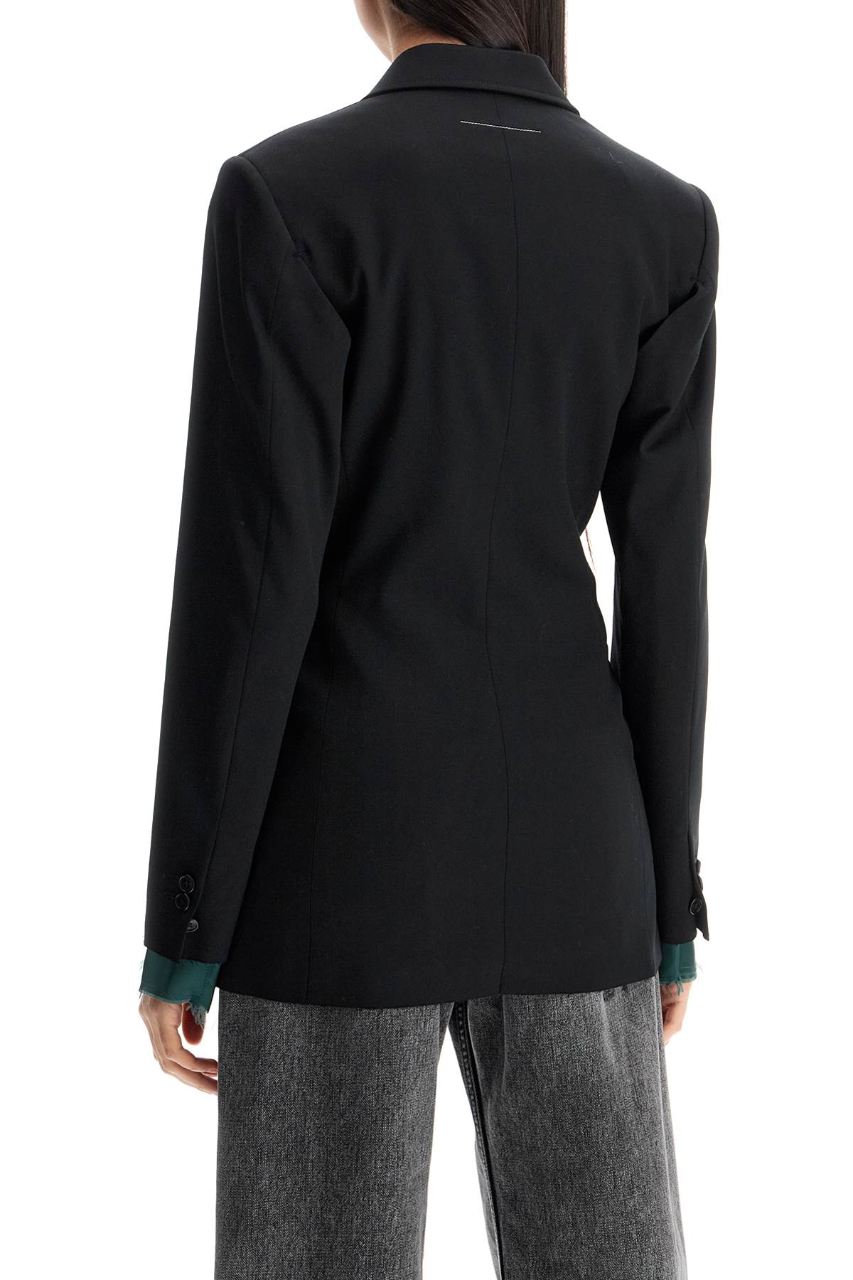 Layered Twill Blazer  - Black