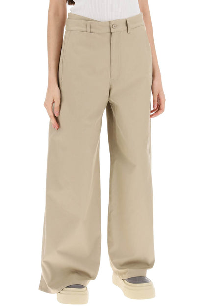 Cotton Gabardine Trousers  - Beige