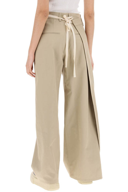 Cotton Gabardine Trousers  - Beige