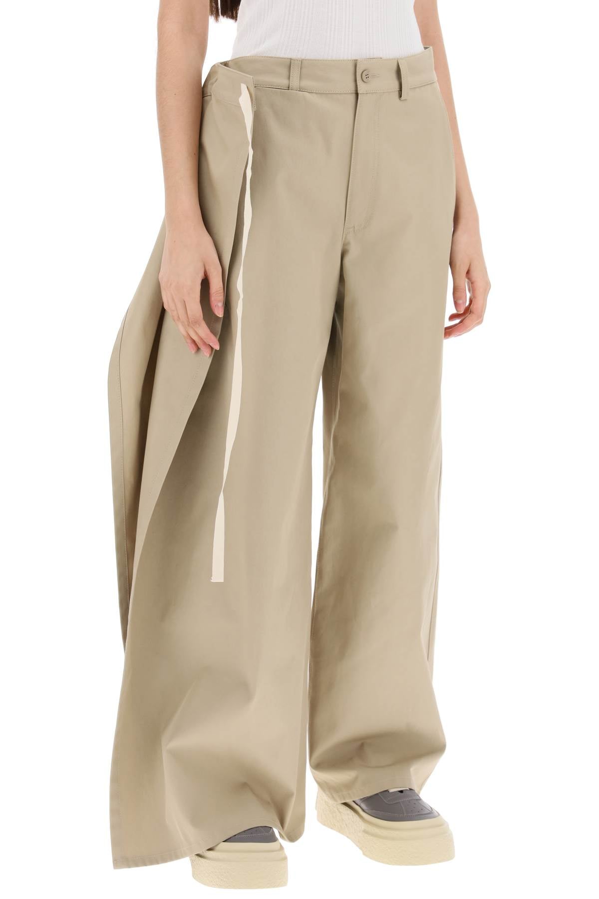 Cotton Gabardine Trousers  - Beige