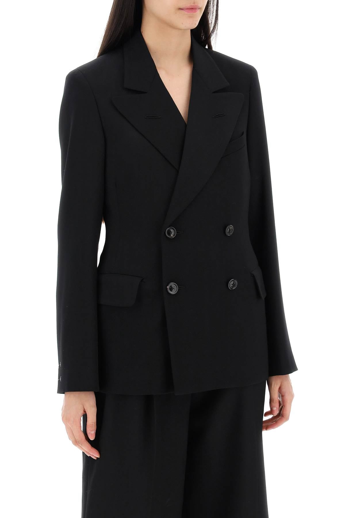 Slim-fit Wool Jacket With A Fitted Waist  - Black