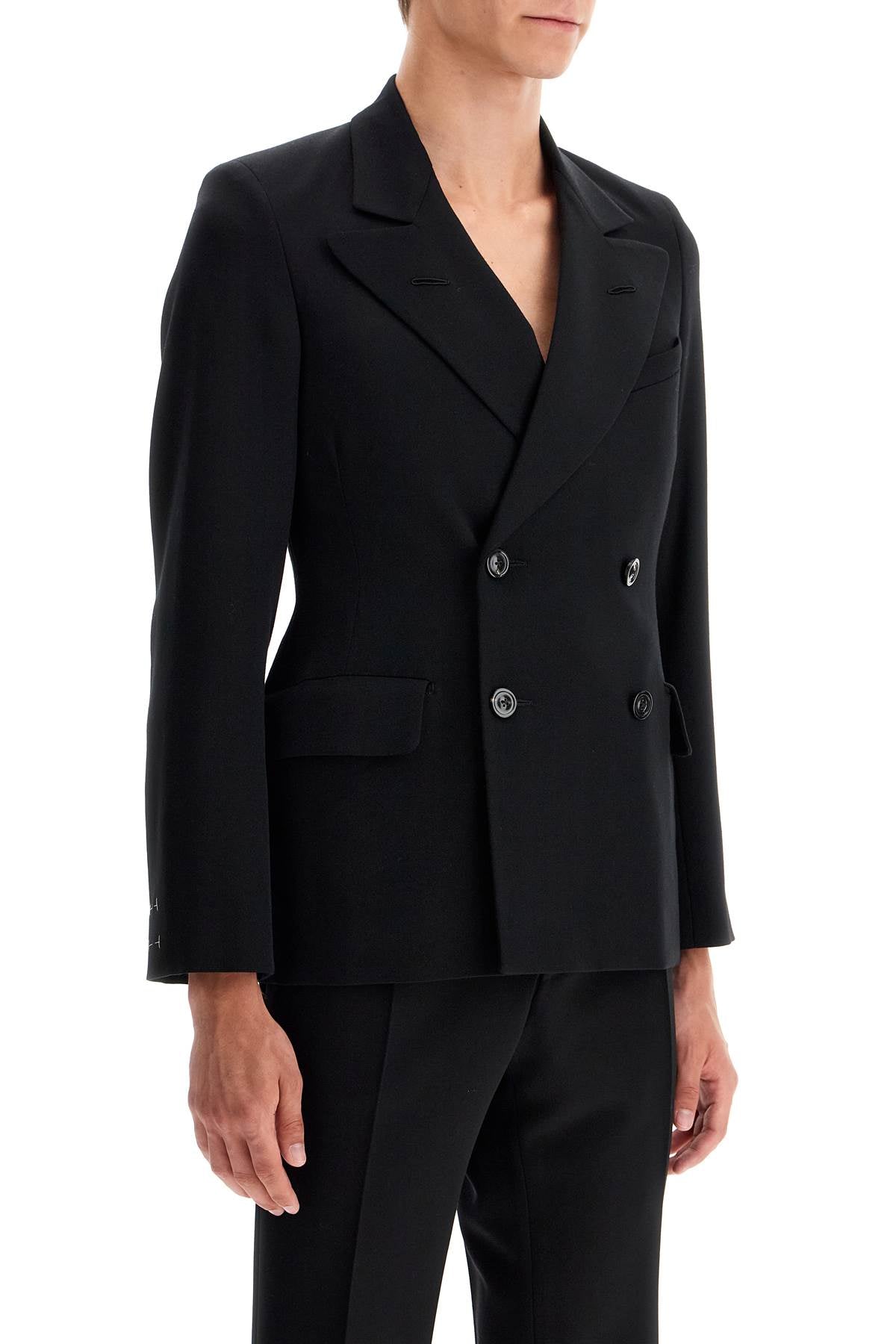 Slim-fit Wool Jacket With A Fitted Waist  - Black