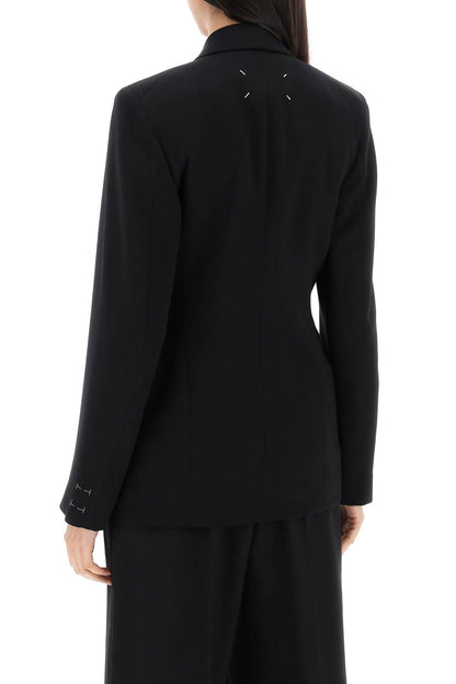 Slim-fit Wool Jacket With A Fitted Waist  - Black