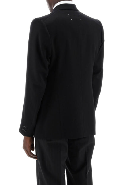 Double-breasted Wool Jacket  - Black