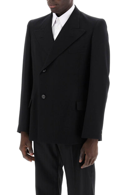 Double-breasted Wool Jacket  - Black