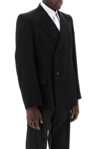 Double-breasted Wool Jacket  - Black