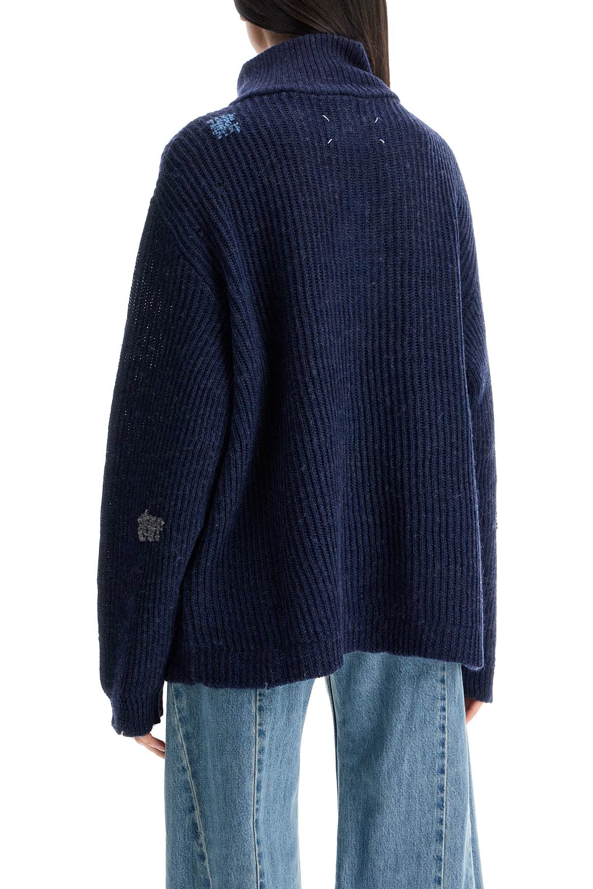 Linen And Wool Blend Sweater  - Blue