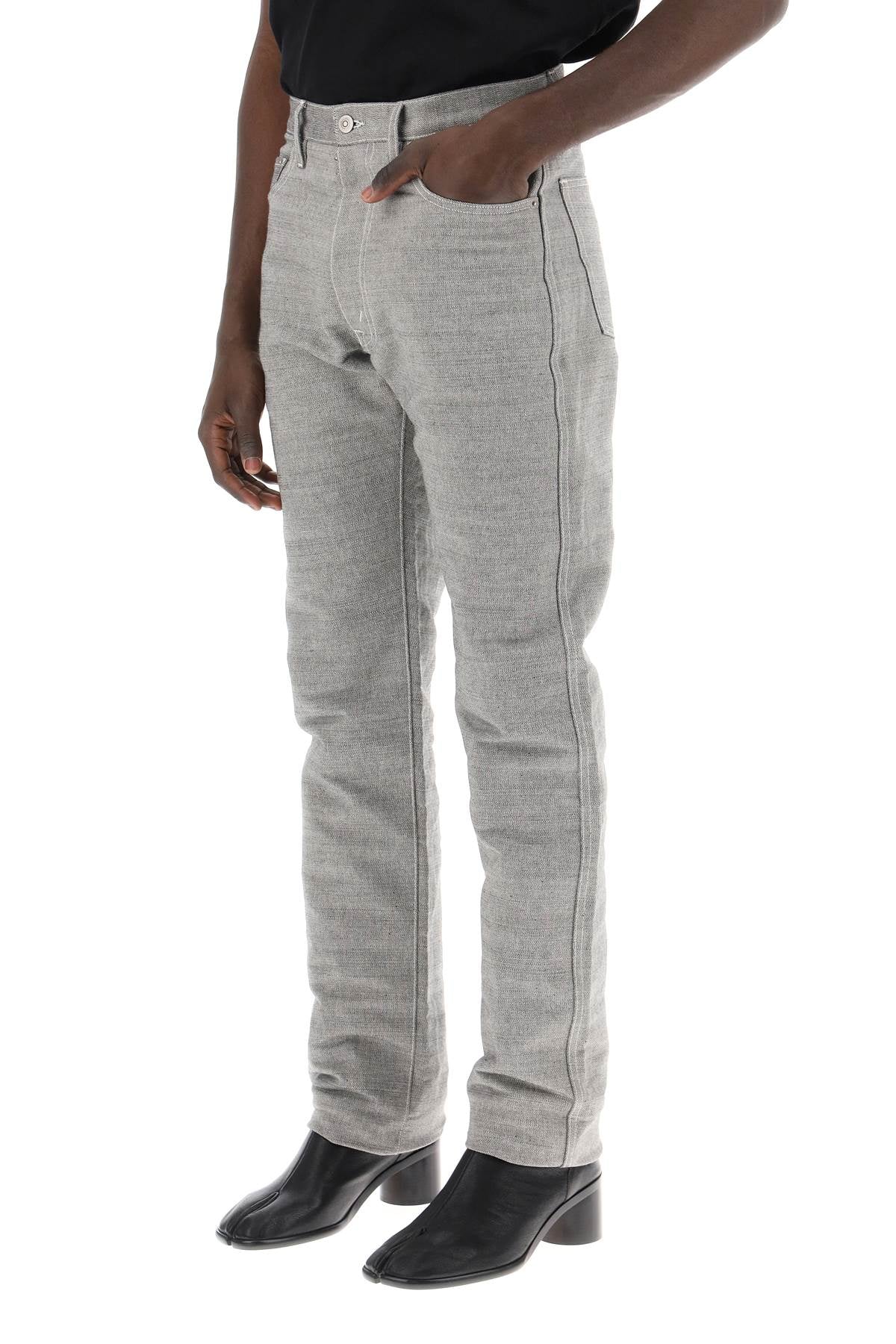 Five-pocket Trousers In Mélange Effect Canvas  - Grey