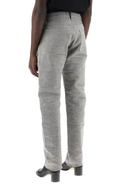 Five-pocket Trousers In Mélange Effect Canvas  - Grey