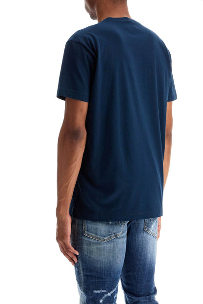 T-shirt In Cotone Blu Navy Con Scollo Ampio  - Blue