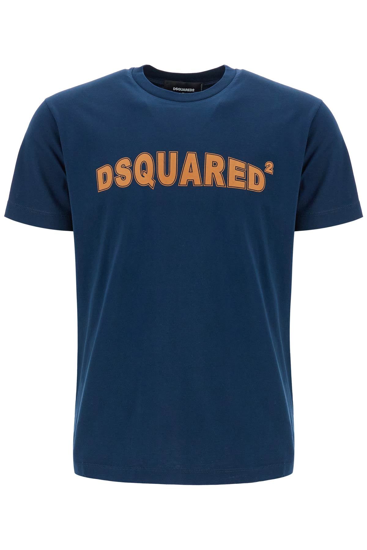 T-shirt In Cotone Blu Navy Con Scollo Ampio  - Blue