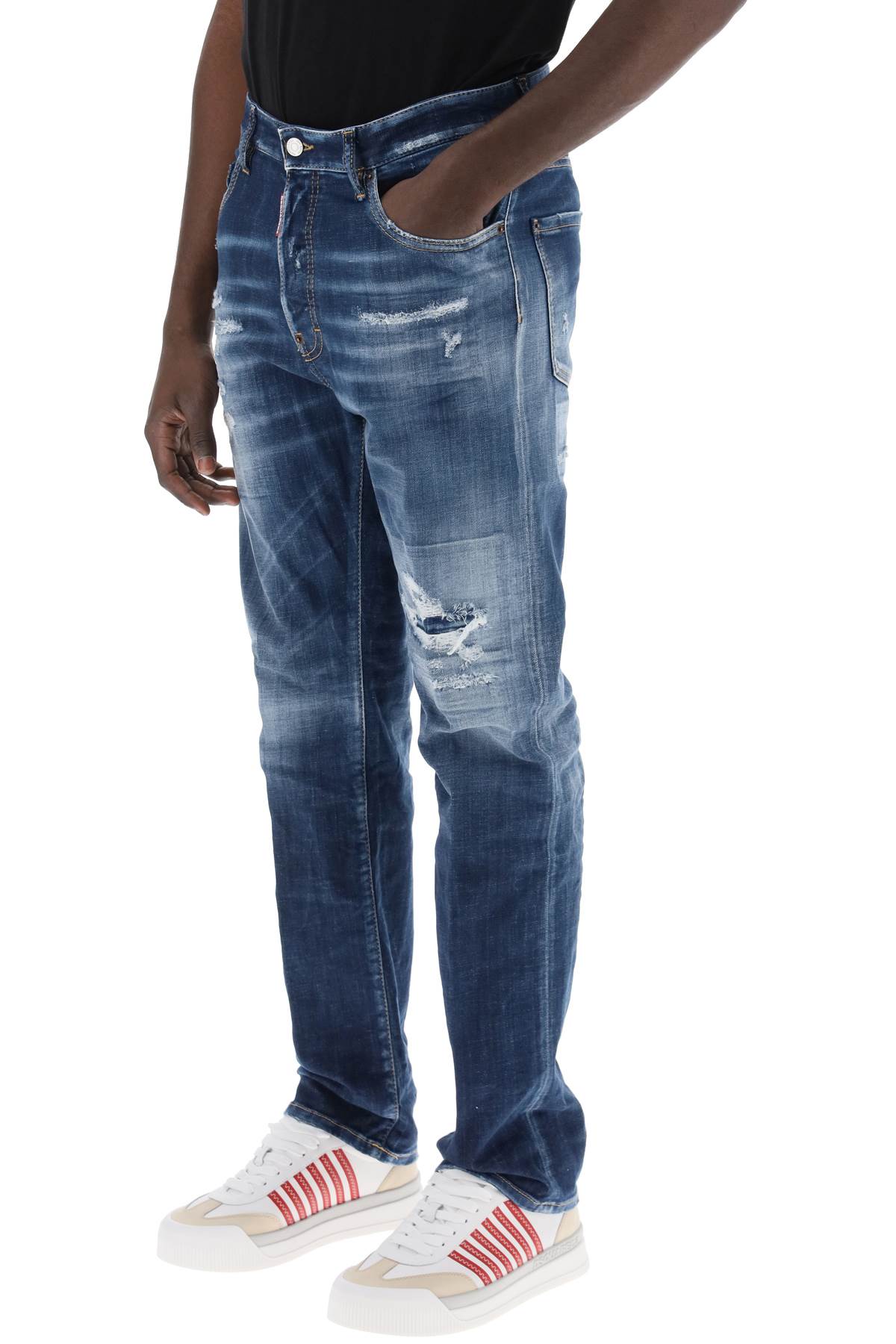 Destroyed Denim Jeans In 642 Style  - Blue