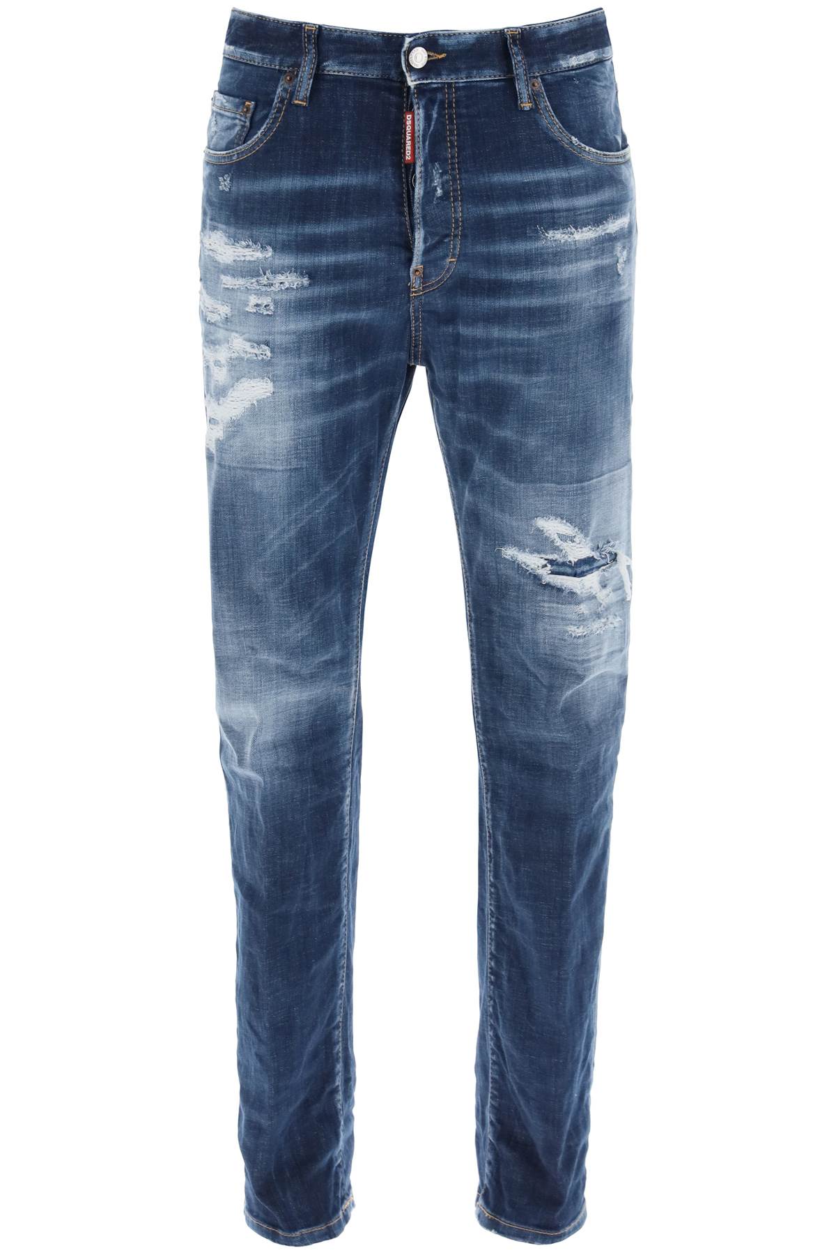 Destroyed Denim Jeans In 642 Style  - Blue