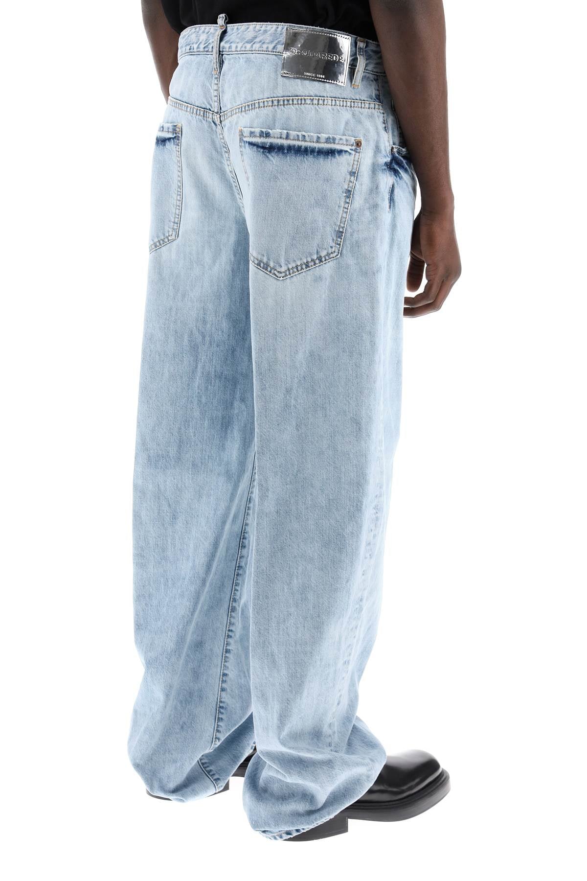 "oversized Jeans With Destroyed  - Blue