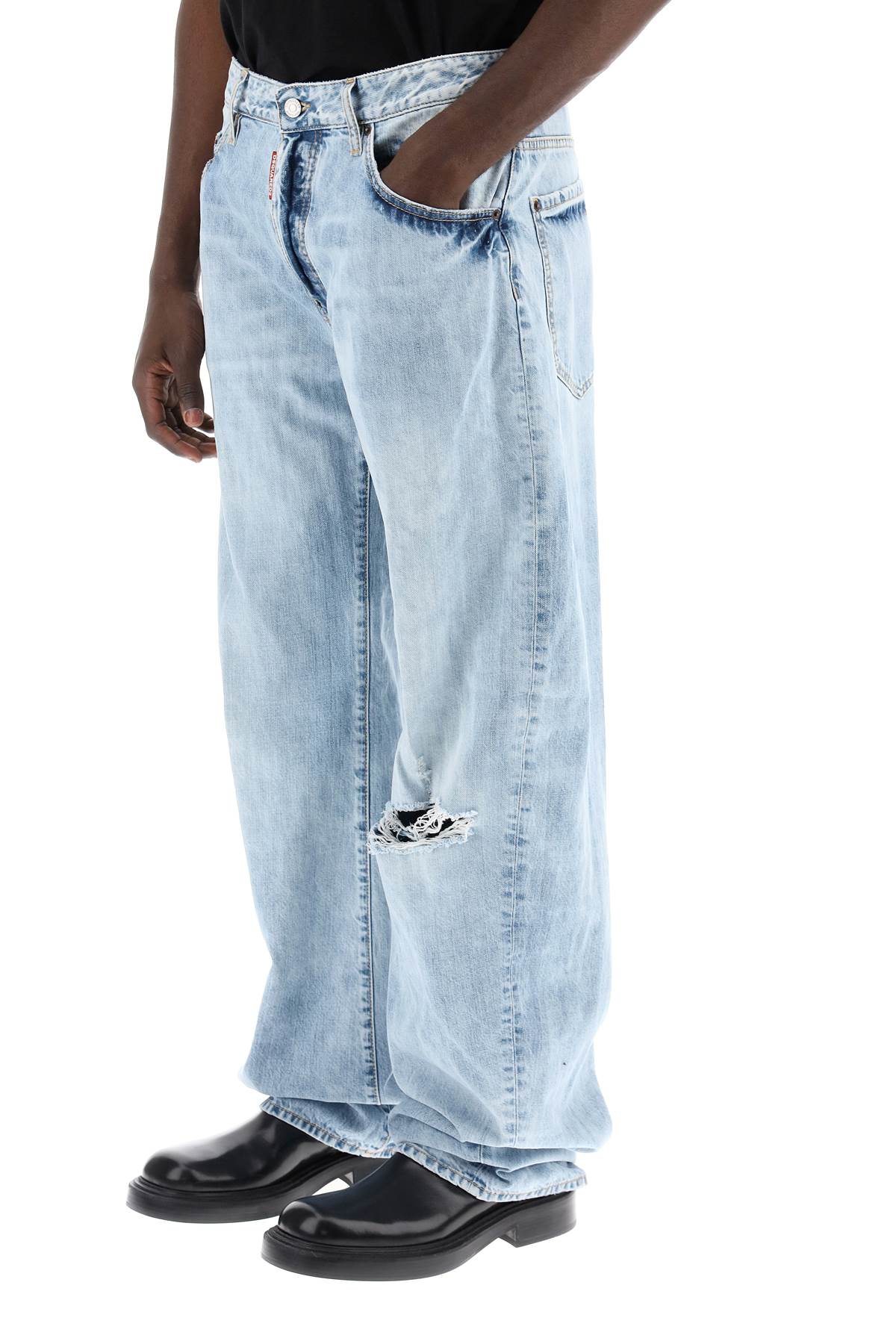 "oversized Jeans With Destroyed  - Blue