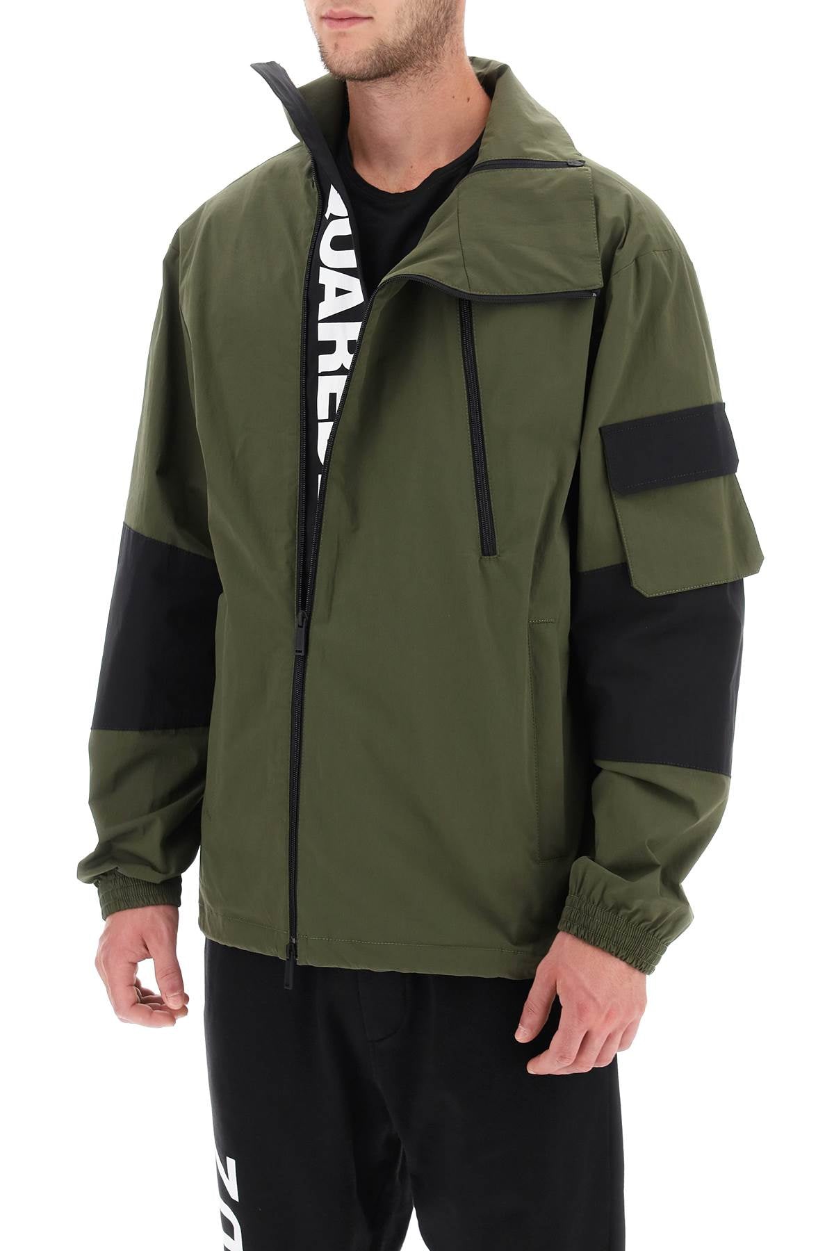 Technical Blouson Jacket In Stretch Cotton  - Verde