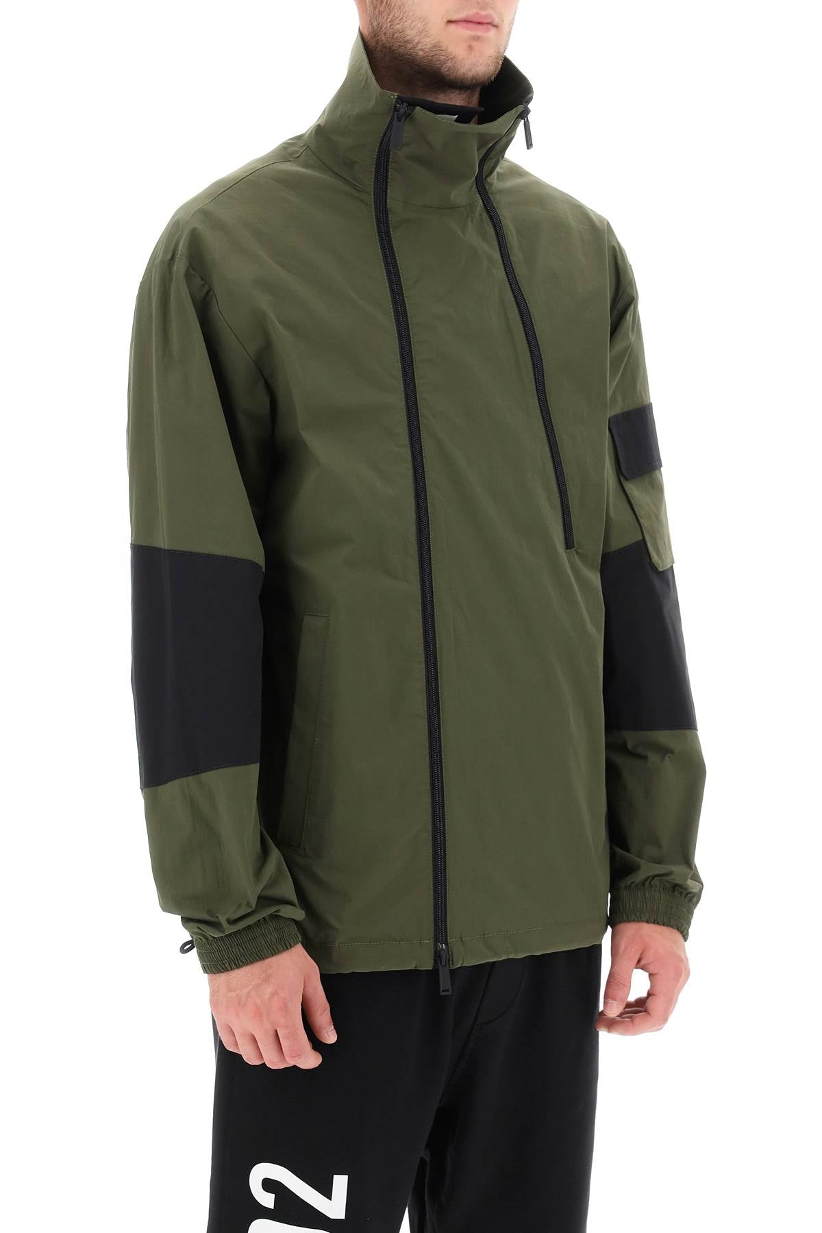 Technical Blouson Jacket In Stretch Cotton  - Verde