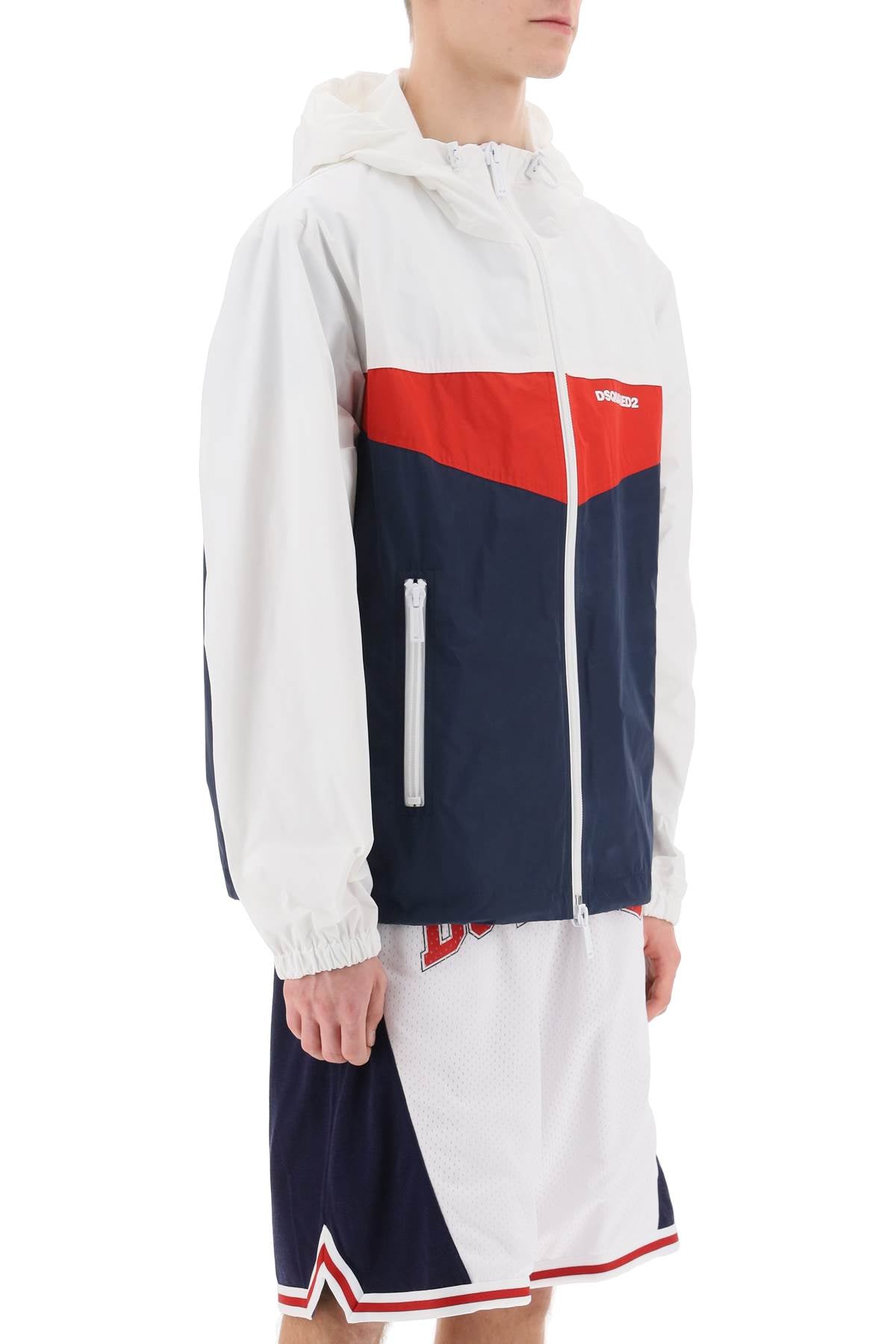 Color Block Windbreaker Jacket  - White