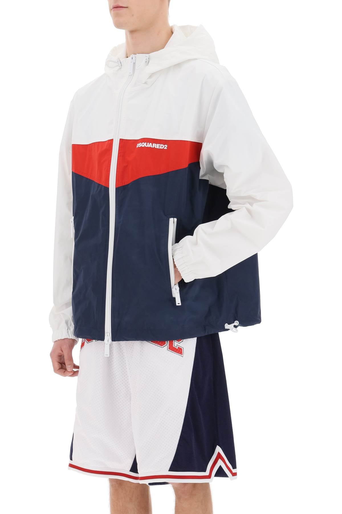 Color Block Windbreaker Jacket  - White