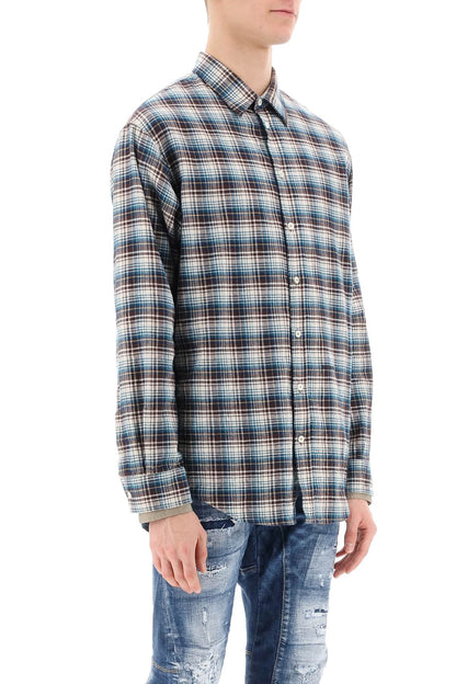 Check Shirt With Layered Sleeves  - Blue