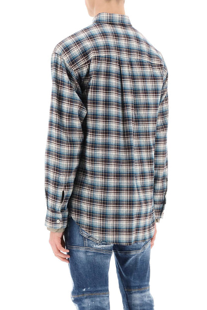 Check Shirt With Layered Sleeves  - Blue