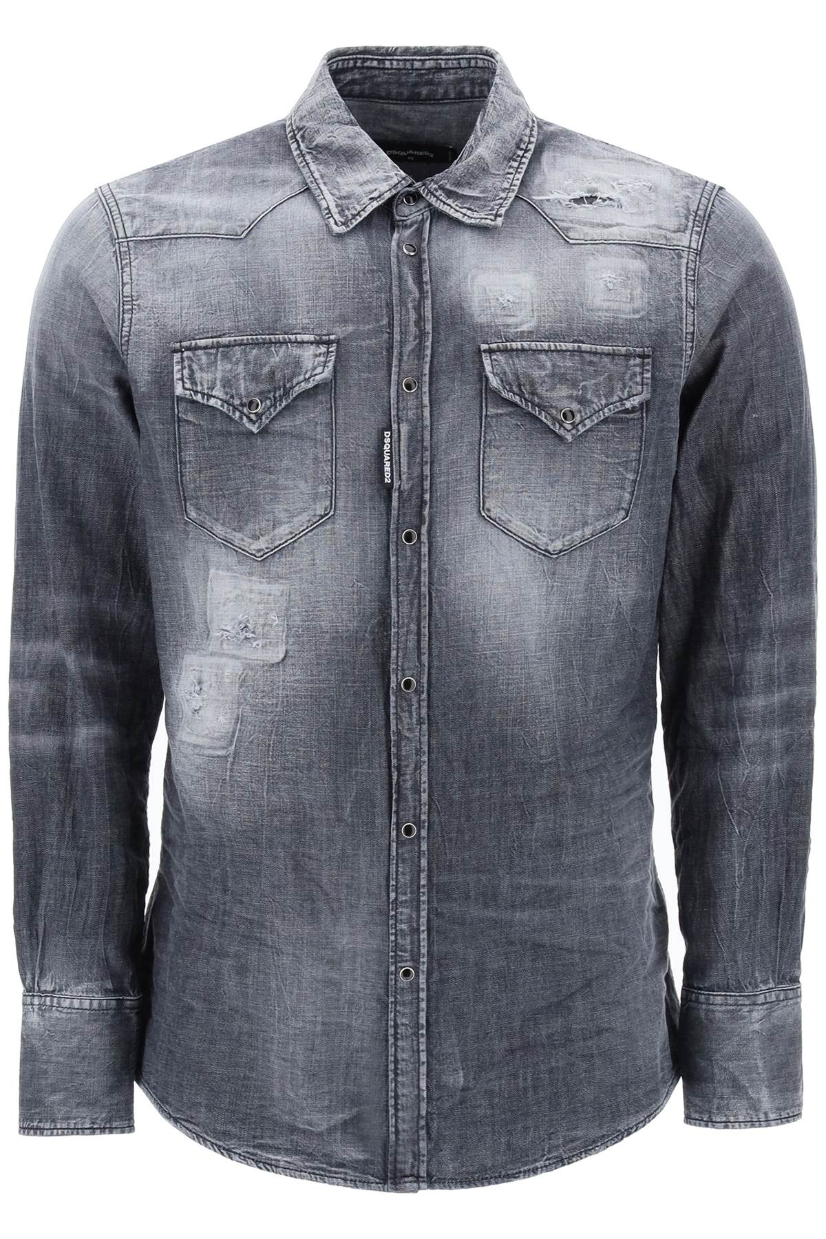 Denim Western Shirt  - Grey