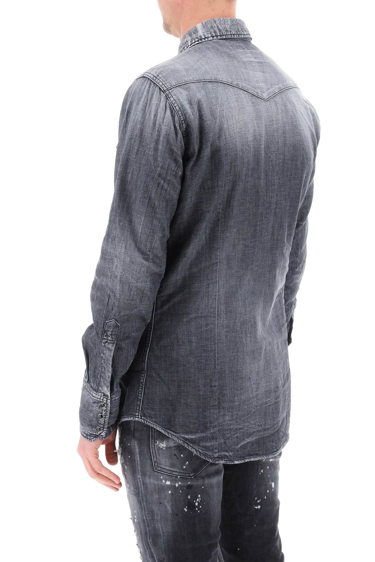 Denim Western Shirt  - Grey