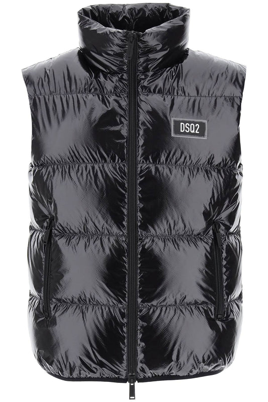 Quilted Down Vest  - Black