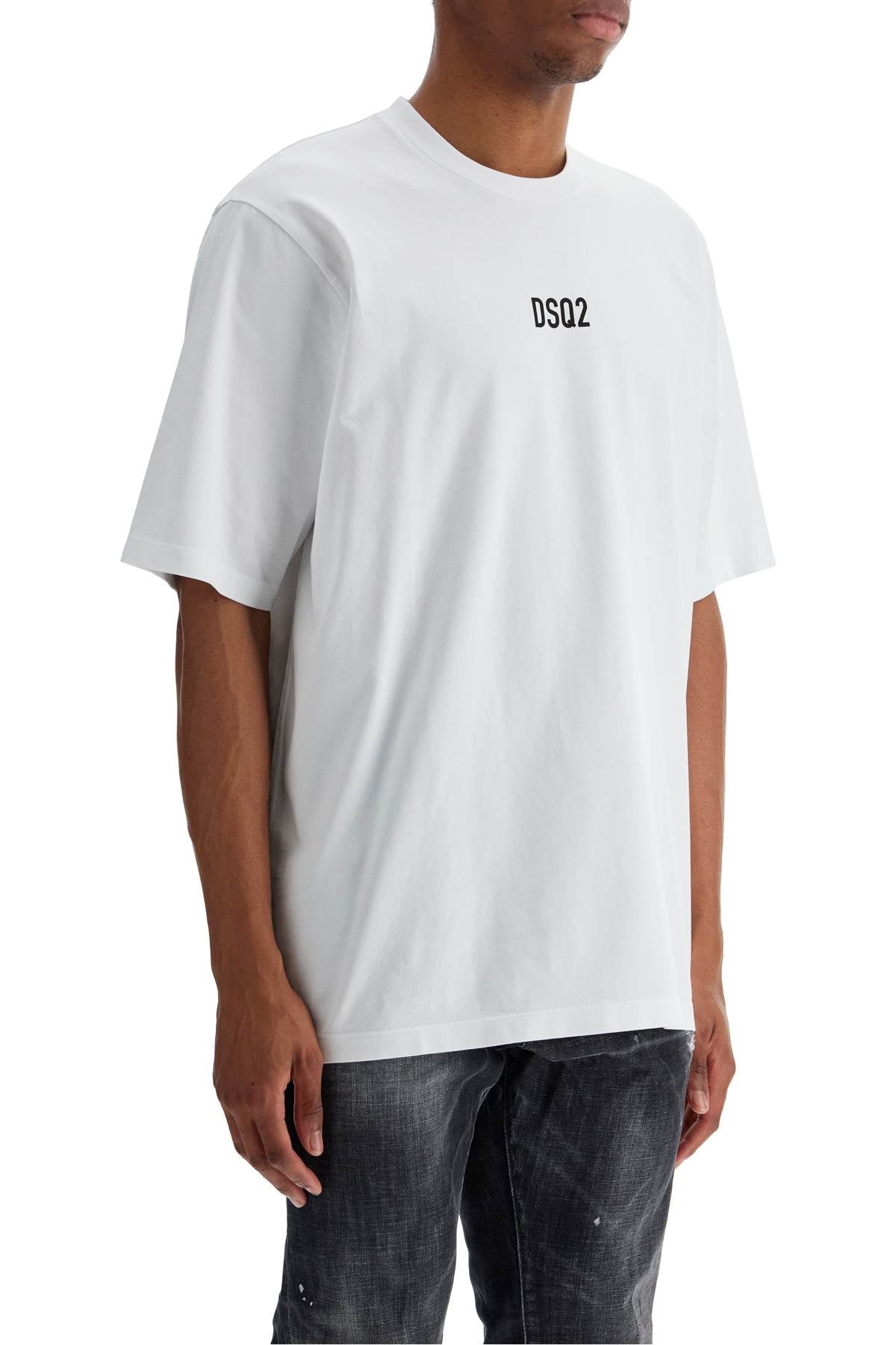 White Cotton T-shirt With Dsq2 Logo  - White