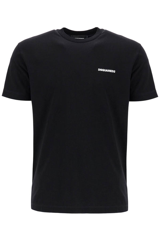 Black Cotton T-shirt With Embroidered Logo  - Black