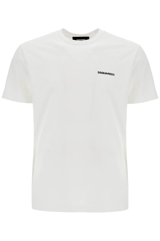 Men's White Cotton T-shirt With Embroidered Logo  - White