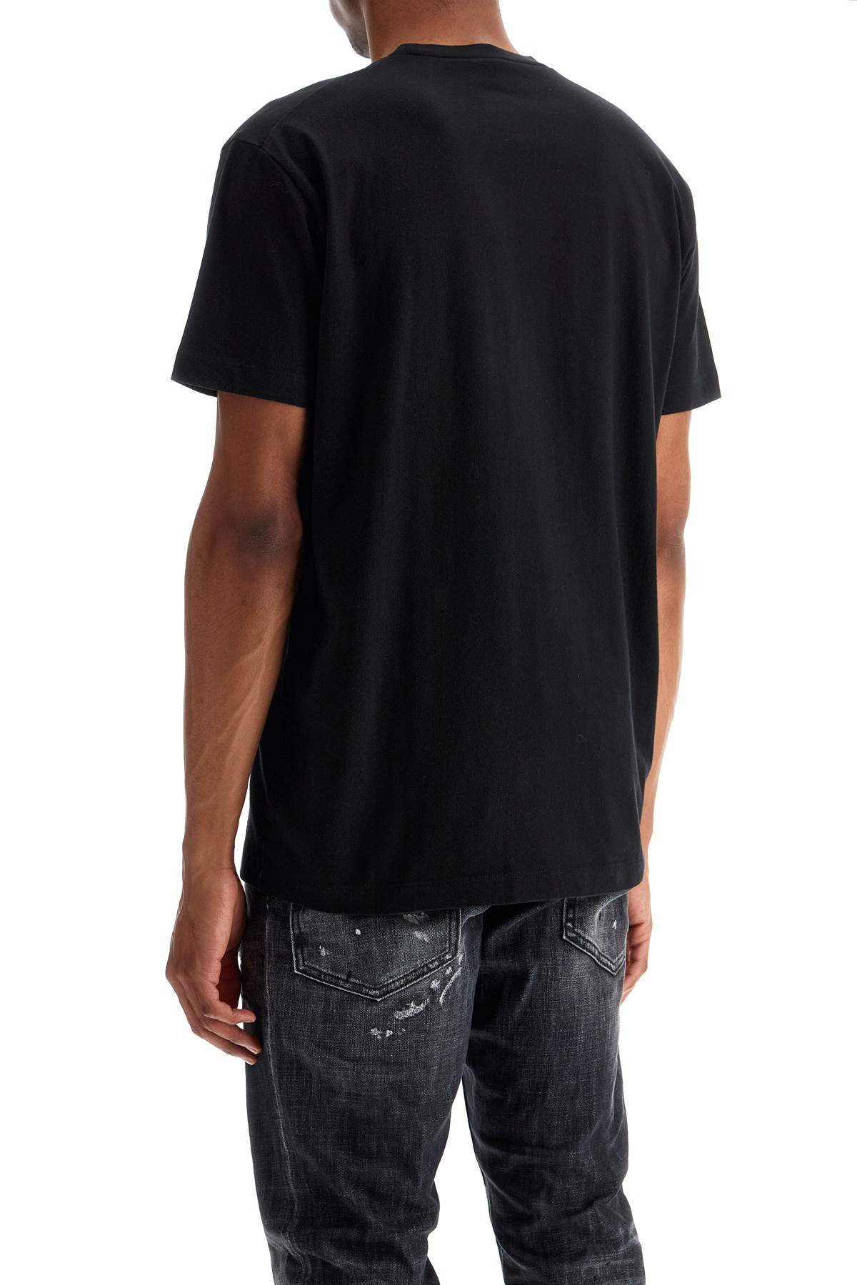 Black Cotton T-shirt With Embroidered Logo  - Black