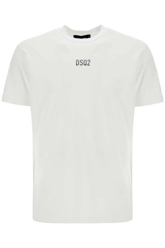 White Cotton T-shirt With Embroidered Logo  - White