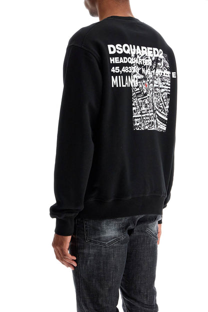 Black Cotton Crewneck Sweatshirt With Embroidered Logo  - Black