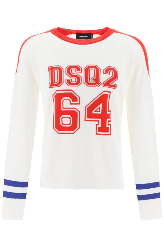 Dsq2 64 Football Sweater  - White