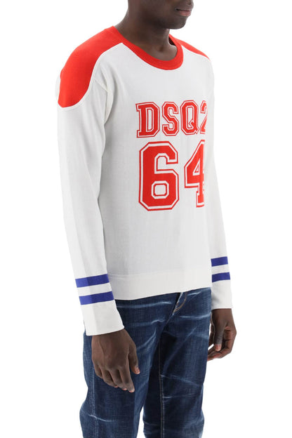 Dsq2 64 Football Sweater  - White