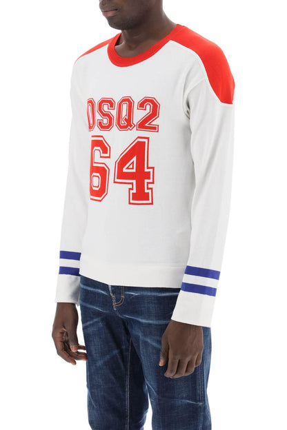 Dsq2 64 Football Sweater  - White