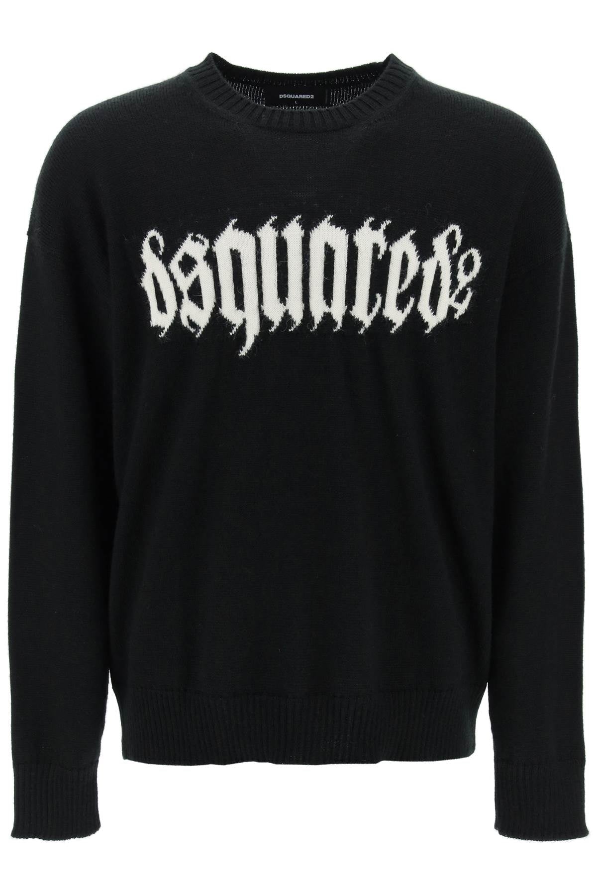 Gothic Logo Sweater  - Black