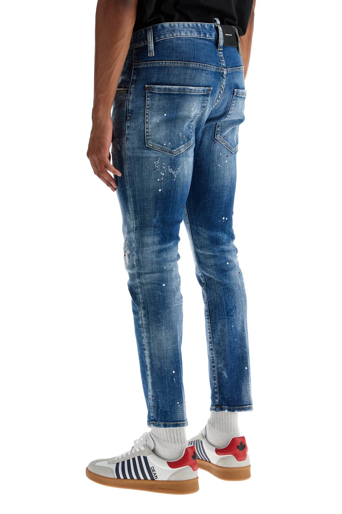 Slim Fit Navy Blue Used Effect Jeans  - Blue