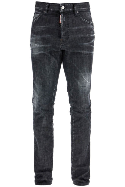 Cool Guy Black Cotton Jeans With Faded Effect  - Black