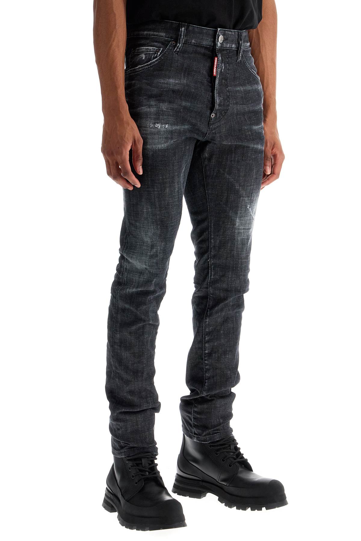 Cool Guy Black Cotton Jeans With Faded Effect  - Black