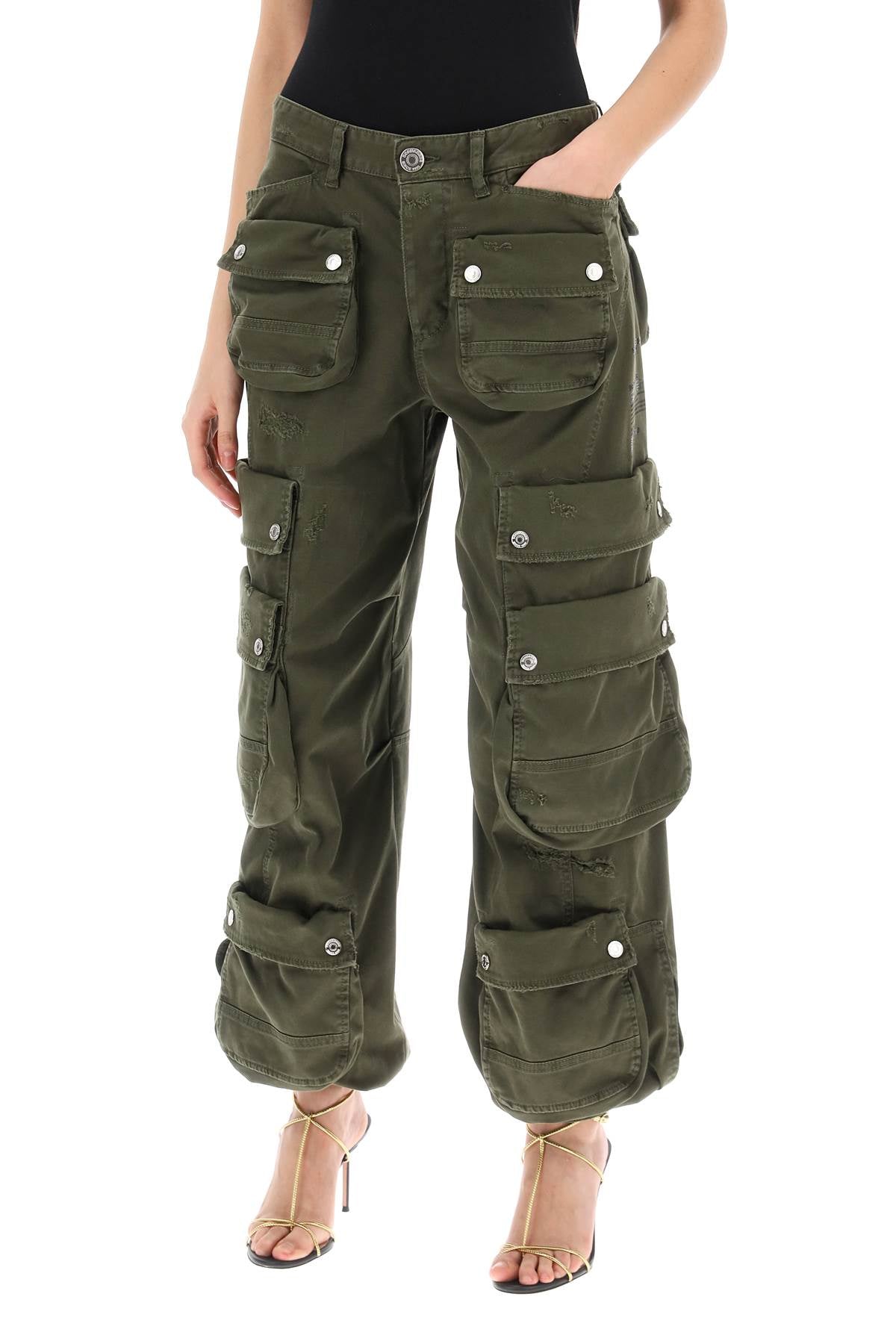 Wide Leg Cargo Pants  - Green