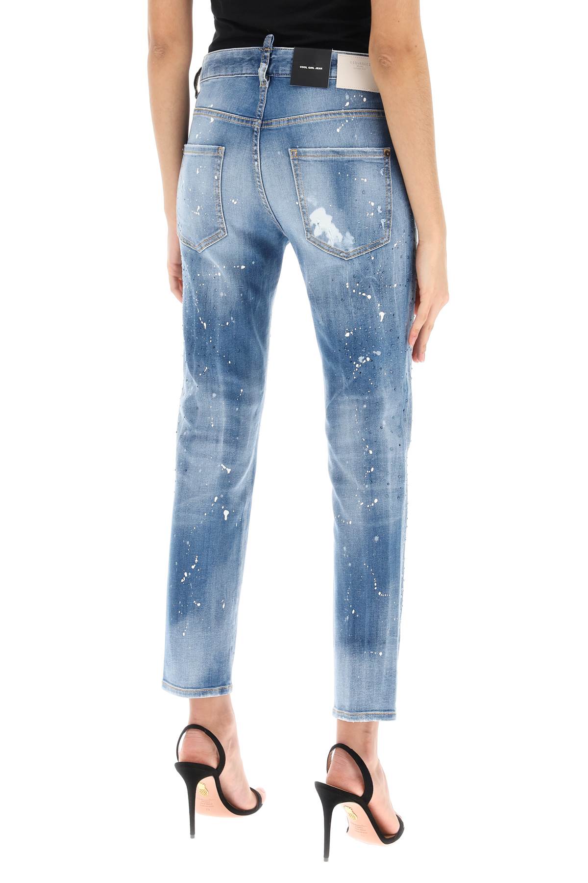 Cool Girl Jeans In Medium Ice Spots Wash  - Light Blue