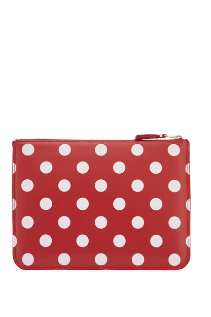 Red Polka Dot Leather Unisex Wallet With Zip  - Red