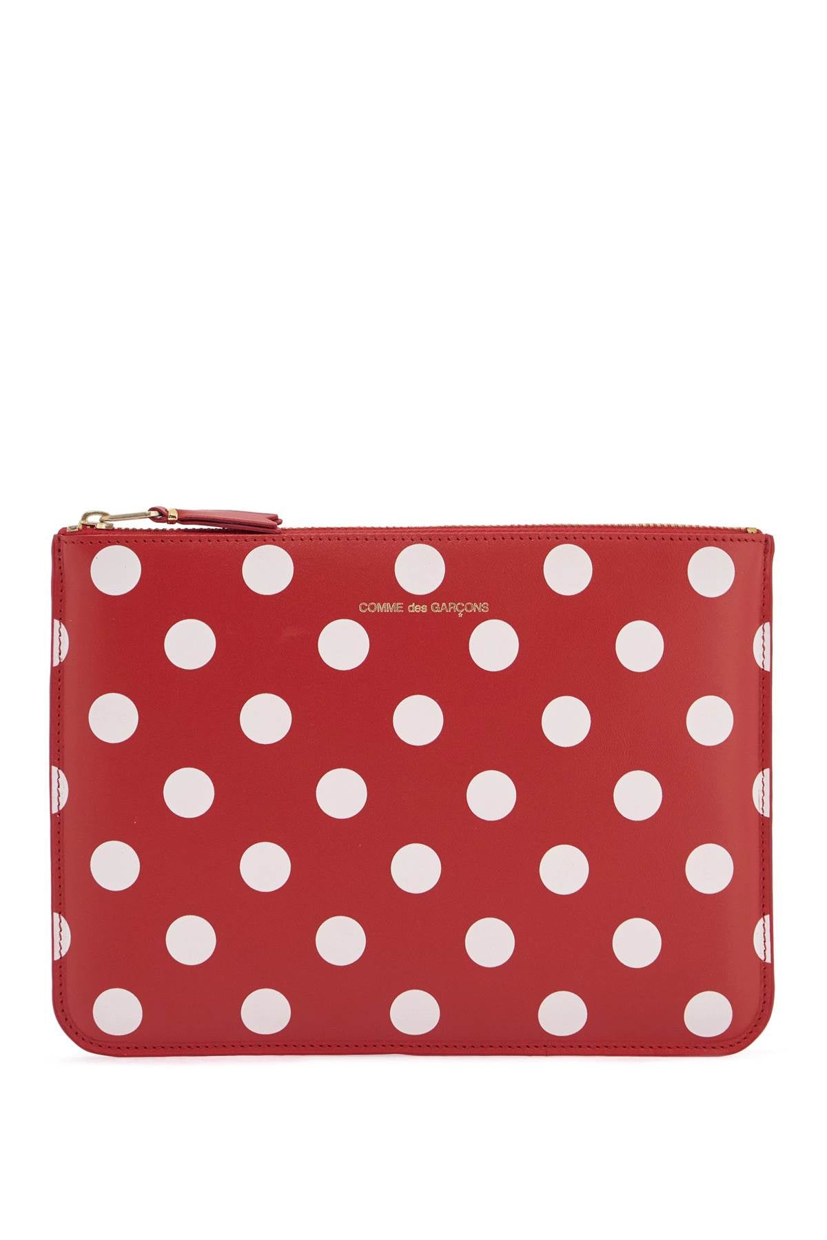 Red Polka Dot Leather Unisex Wallet With Zip  - Red