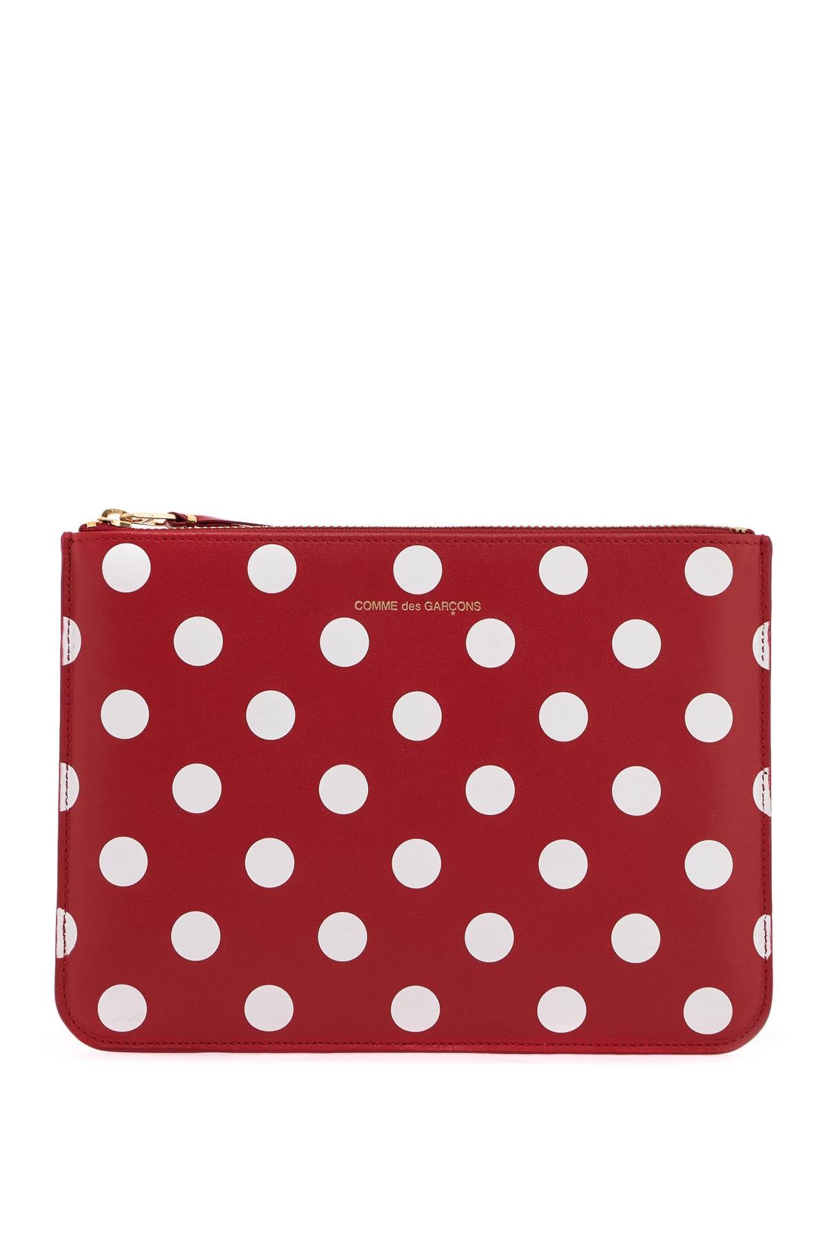 'polka Dot Leather Pouch Bag  - Red