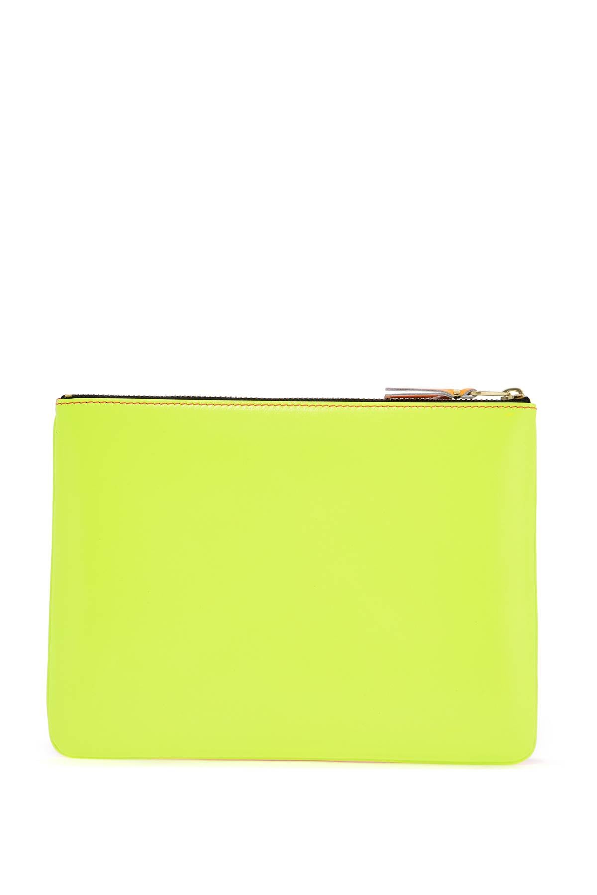 Compact Wallet In Fluorescent Pink And Yellow Goat Leather With Zip  - Fluo