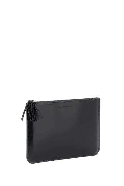 Brushed Leather Multi-zip Pouch With  - Black