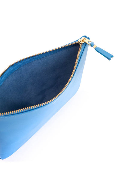 Smooth Leather Pouch In Seven Words  - Light Blue