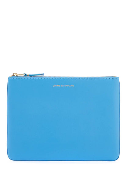 Smooth Leather Pouch In Seven Words  - Light Blue